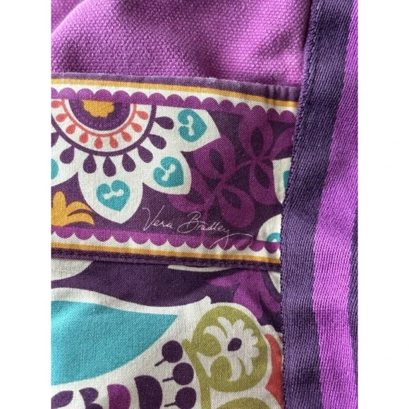 Vera Bradley Colorblock Canvas Tote Crazy Plum Purple Paisley Large 0632 - Picture 11 of 11